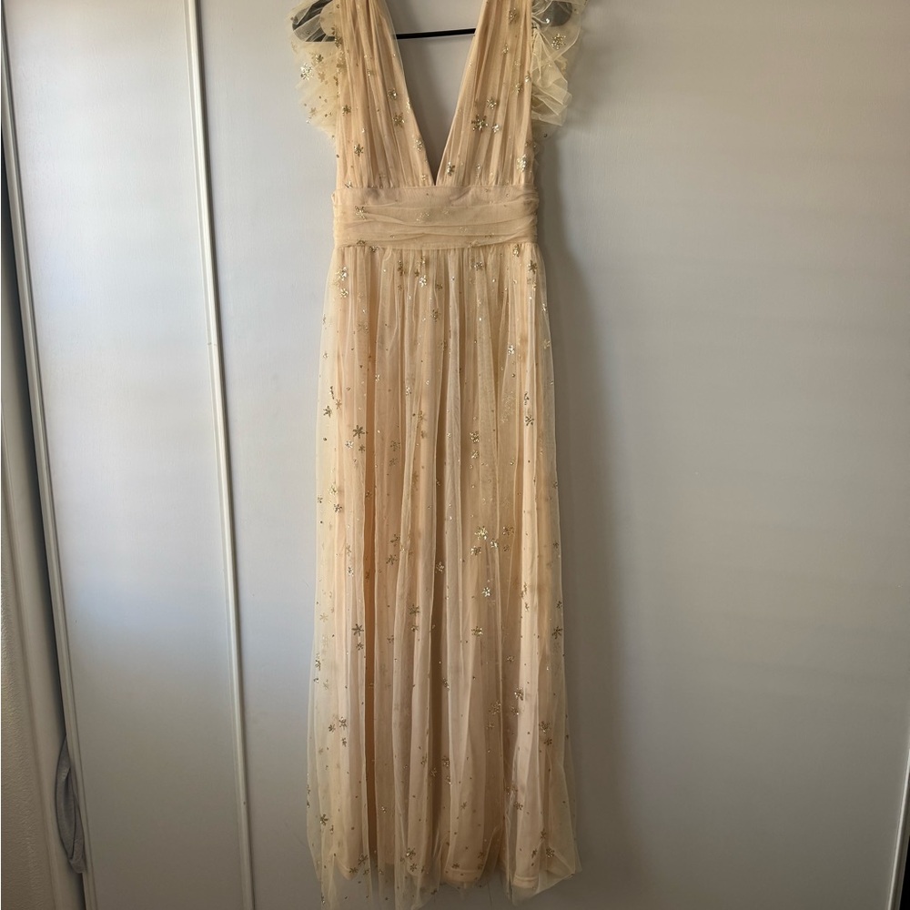 Soieblu Cream Maxi Dress with Gold Accents